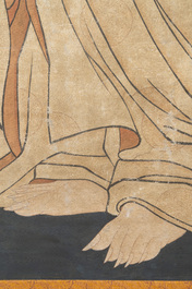 Chinese school: 'Guanyin', ink and colour on silk, Qing