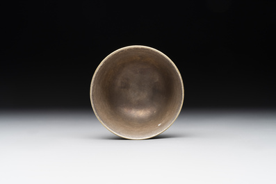 A Chinese blue enamel on gilt &lsquo;Shou&rsquo; cup, 19th C.