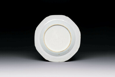 A Chinese export famille rose 'Building of the Temple of Solomon' plate, Qianlong, ca. 1760