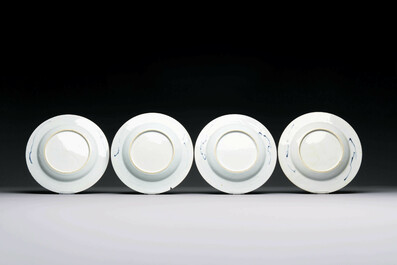 A varied collection of thirteen Chinese blue and white, Imari-style, famille rose and famille verte plates, Kangxi/Qianlong