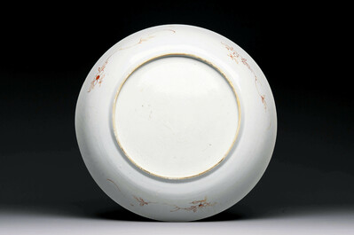 A Chinese famille verte dish with floral design, Kangxi