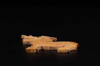 A rare Chinese calcified jade 'deer' pendant, Western Zhou