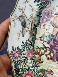 Two fine Chinese Canton famille rose 'mandarin subject' plates, Qianlong