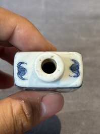 Two Chinese blue, white and copper-red snuff bottles, Chenghua mark, 19/20th C.