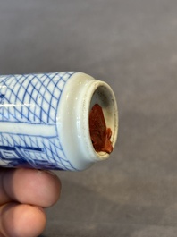 Two Chinese blue and white snuff bottles, Yongzheng mark, 18/19th C.