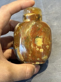 Six Chinese hardstone and agate snuff bottles, 19/20th C.