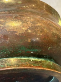 A large Chinese bronze censer, Xuande mark, Ming