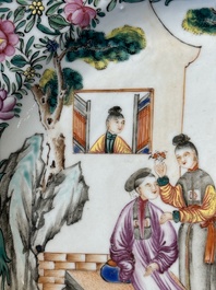 Two fine Chinese Canton famille rose 'mandarin subject' plates, Qianlong