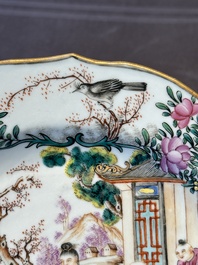 Two fine Chinese Canton famille rose 'mandarin subject' plates, Qianlong