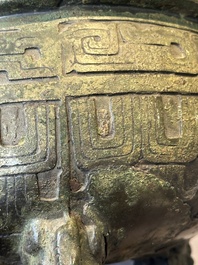 A Chinese archaic bronze tripod food vessel, 'ding 鼎', Han