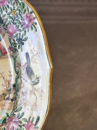 Two fine Chinese Canton famille rose 'mandarin subject' plates, Qianlong