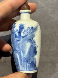 Six Chinese blue and white snuff bottles, 19th C.