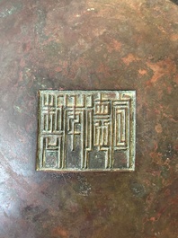 A large Chinese bronze censer, Xuande mark, Ming