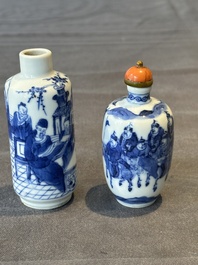 Two Chinese blue and white snuff bottles, Yongzheng mark, 18/19th C.