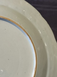 Two fine Chinese Canton famille rose 'mandarin subject' plates, Qianlong