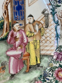 Two fine Chinese Canton famille rose 'mandarin subject' plates, Qianlong