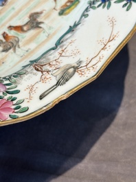 Two fine Chinese Canton famille rose 'mandarin subject' plates, Qianlong