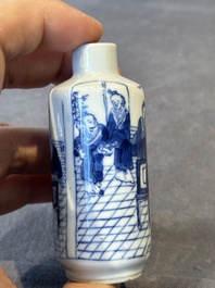 Two Chinese blue and white snuff bottles, Yongzheng mark, 18/19th C.