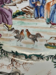 Two fine Chinese Canton famille rose 'mandarin subject' plates, Qianlong