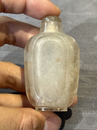 Seven Chinese smoky quartz, agate and hardstone snuff bottles, 19/20th C.