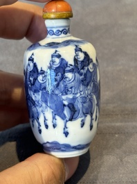 Two Chinese blue and white snuff bottles, Yongzheng mark, 18/19th C.