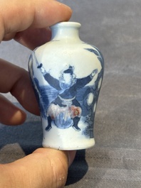 Two Chinese blue, white and copper-red snuff bottles, Yongzheng mark, 18/19th C.