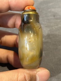 Five fine Chinese agate snuff bottles, Qing