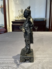 A fine Chinese bronze figure of a divinity, Ming