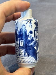 Two Chinese blue and white snuff bottles, Yongzheng mark, 18/19th C.