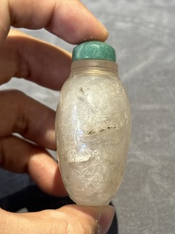 Seven various Chinese jade, agate and glass snuff bottles, 19/20th C.