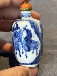 Two Chinese blue and white snuff bottles, Yongzheng mark, 18/19th C.