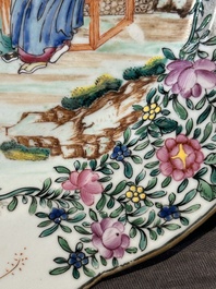 Two fine Chinese Canton famille rose 'mandarin subject' plates, Qianlong