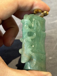 Eight Chinese jade, glass, agate and smoky quartz snuff bottles, 19/20th C.
