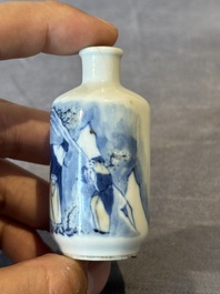 Two Chinese blue, white and copper-red snuff bottles, Chenghua mark, 19/20th C.