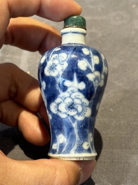 Six Chinese blue and white snuff bottles, 19th C.