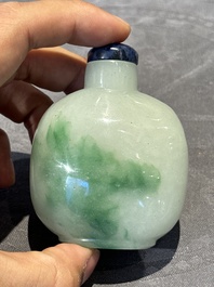 Seven various Chinese jade, agate and glass snuff bottles, 19/20th C.