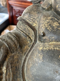 An important and large Chinese gilt bronze Buddha on a lotus throne, Ming