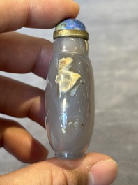 Six Chinese hardstone and agate snuff bottles, 19/20th C.