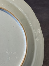 Two fine Chinese Canton famille rose 'mandarin subject' plates, Qianlong