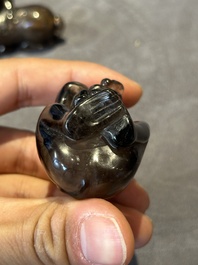 Six Chinese smoky quartz animal-form snuff bottles, 19th/20th C.