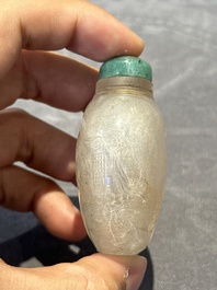 Seven various Chinese jade, agate and glass snuff bottles, 19/20th C.