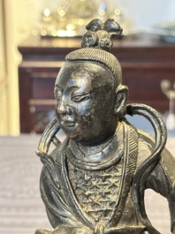 A fine Chinese bronze figure of a divinity, Ming