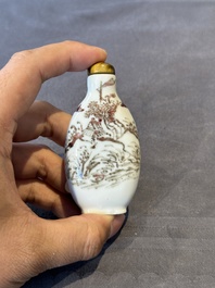 Two Chinese copper-red snuff bottles with landscape design, Chenghua mark, 19th C.