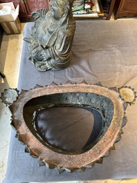An important and large Chinese gilt bronze Buddha on a lotus throne, Ming