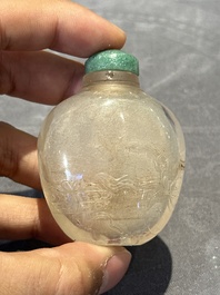 Seven various Chinese jade, agate and glass snuff bottles, 19/20th C.