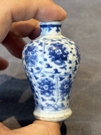 Two Chinese blue, white and copper-red snuff bottles, Yongzheng mark, 18/19th C.