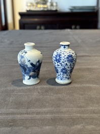 Two Chinese blue, white and copper-red snuff bottles, Yongzheng mark, 18/19th C.