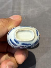 Six Chinese blue and white snuff bottles, 19th C.