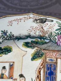 Two fine Chinese Canton famille rose 'mandarin subject' plates, Qianlong