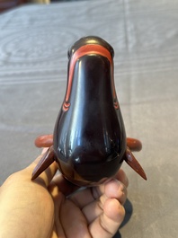 A Chinese inscribed lacquer ritual wine vessel, 'zhou si gong 周兕觥', 19/20th C.